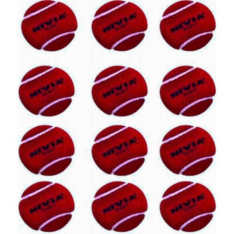 Nivia CT3811 Heavy Cricket Tennis Ball (Pack of 12, Red) Cricket Tennis Ball (Standard) (Pack of 12) Red)