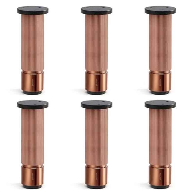 Plantex 6 inch Aluminium Rose Gold Sofa Legs with Rubber Grip, DTS-77 (Pack of 6)