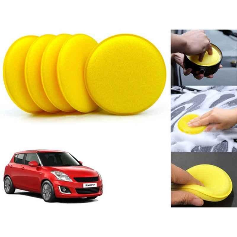 Auto Pearl Polyurethane Beige Washing & Waxing Polish Foam Sponge for Swift 2015-2017 (Pack of 5)