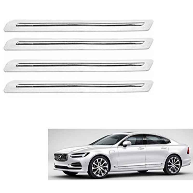 Kozdiko 4 Pcs PVC White Car Bumper Protector Set with Chrome Strip for Volvo S90