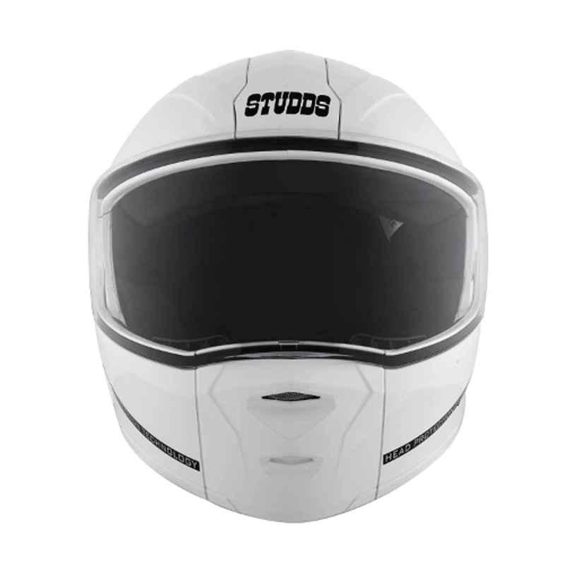 Studds Ninja Elite Super White Flip-Up Helmet, Size: Large