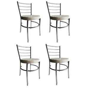 P P Chair Stainless Steel Chrome Finish Grey Multipurpose Dining Chair (Pack of 4)