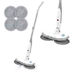NexLev 200ml Plastic White & Grey Cordless Spin Mop with 50min Runtime & 2 Extra Mop Pads, SPM-01