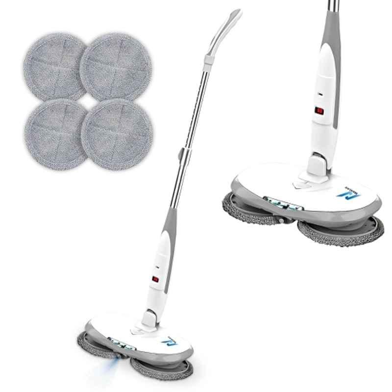 NexLev 200ml Plastic White & Grey Cordless Spin Mop with 50min Runtime & 2 Extra Mop Pads, SPM-01