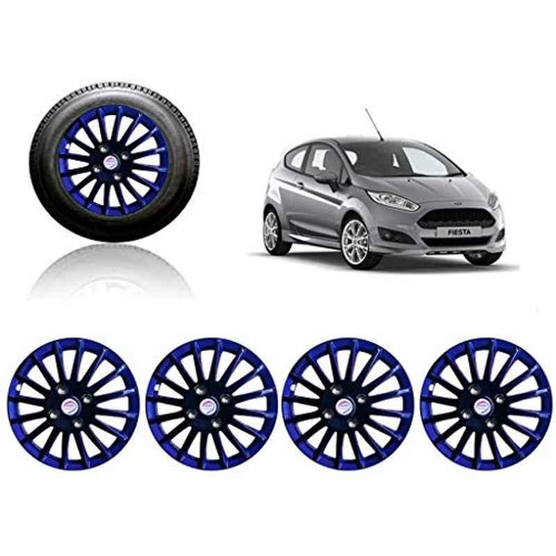 Auto Pearl 4 Pcs 14 inch ABS Black & Blue Press Fitting Wheel Cover Set for Ford Fiesta New