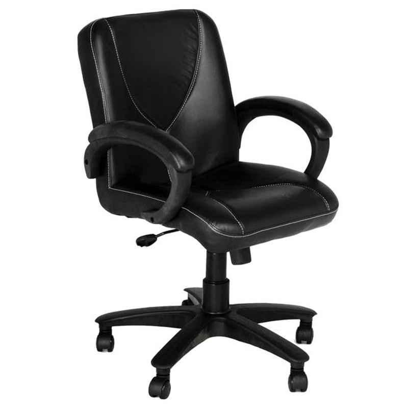 High Living Italus Leatherette Medium Back Black Office Chair
