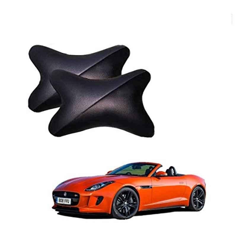 Kozdiko 2 Pcs Memory Foam Grey & Black Car Neck Rest Cushion Pillow Set for Jaguar F-Type