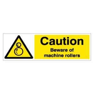 SUNSIGNS 450x150mm Vinyl & Sun Board Caution Beware of Machine Rollers Signage, SN0088VNLM1HPIAAL