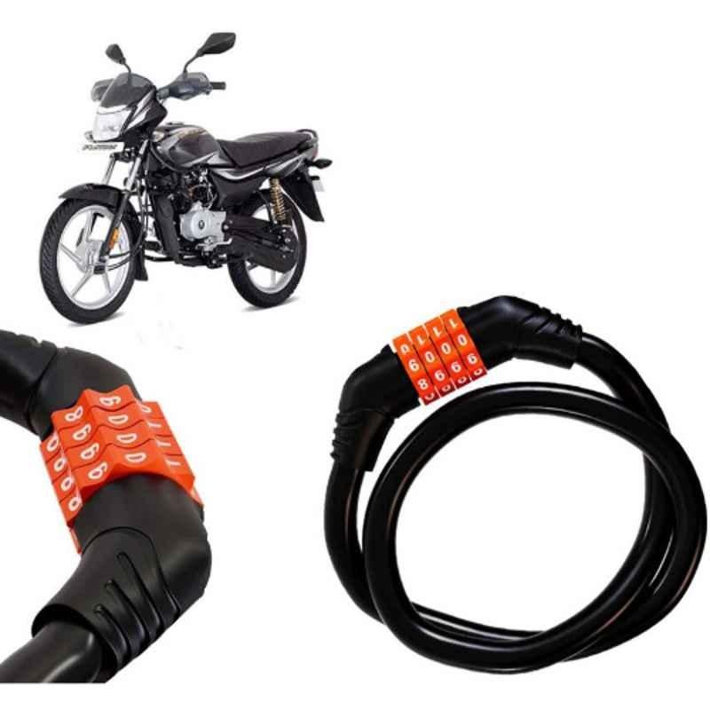 Auto Pearl Black & Orange 4 Digit Anti-Theft Combination Number Lock for Platina 100 BS6