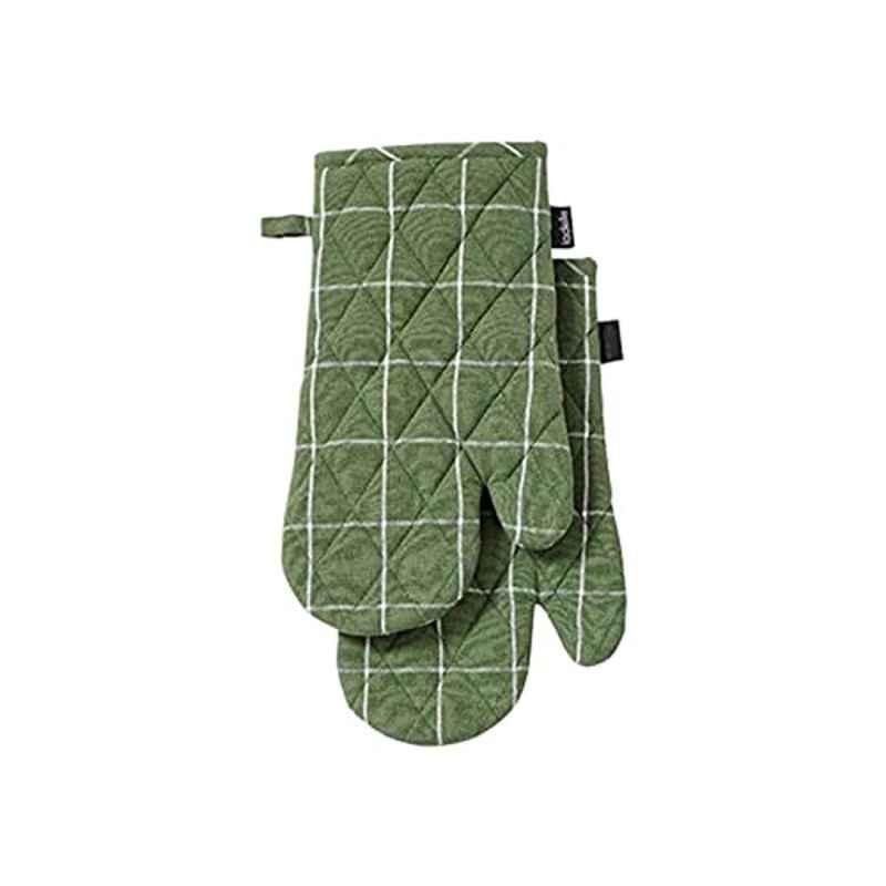 Ladelle Cotton Green Check Oven Gloves, 805062