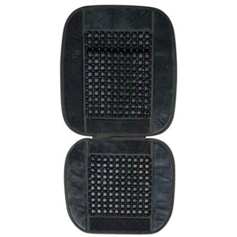 Kozdiko Wooden Bead Car Seat Cover with Grey Velvet Border for Tata Indica Vista