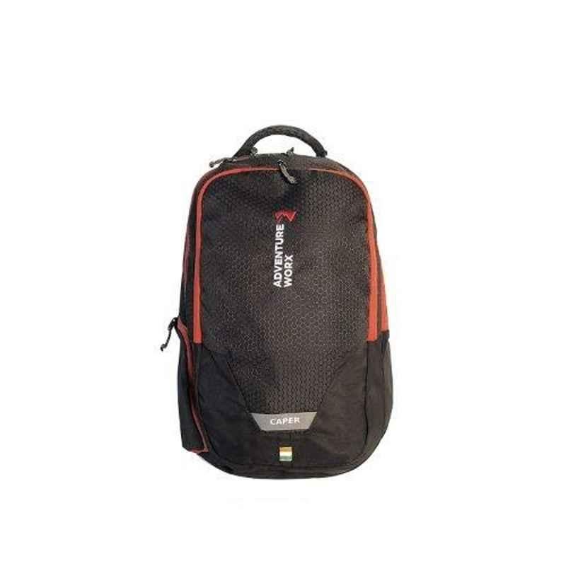 Adventure Worx Caper 24L Polyester Black & Red Laptop Backpack with AWT Technology