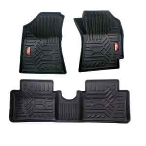 Pruvu 3 Pcs TPE Black 2 Row Car Floor Mat Set for Manual Hyundai i10 Grand 2017, PRU-TFM 037
