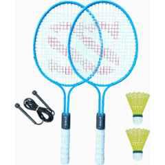 STYRKR Alloy Steel Blue Badminton Racket Set (2 Racket + 2 Shuttlecocks+1 Skipping Rope) Badminton Kit