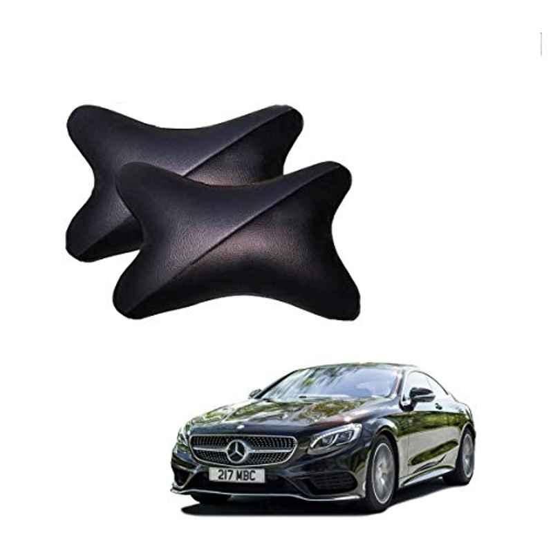 Kozdiko 2 Pcs Memory Foam Grey & Black Car Neck Rest Cushion Pillow Set for Mercedes Benz S Coupe