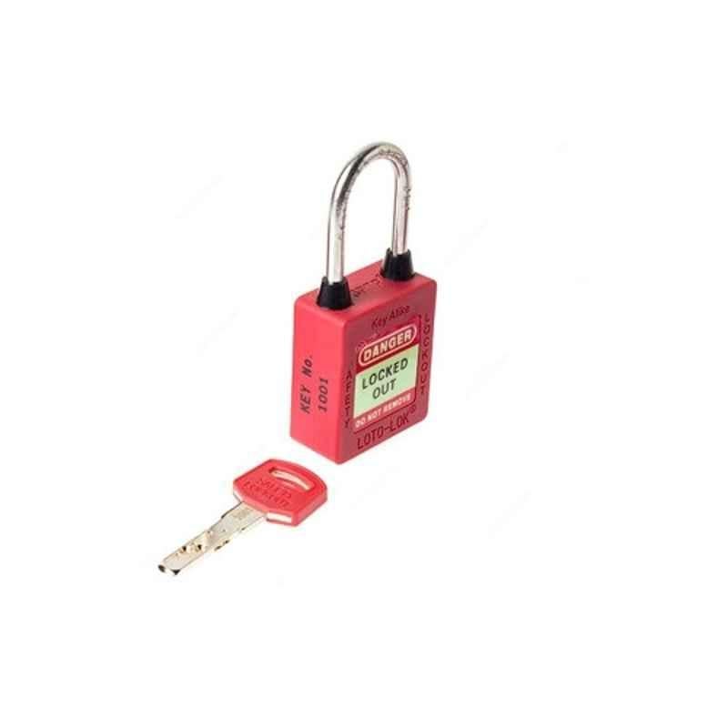 Loto-Lok 40x5mm Nylon & Stainless Steel Red Three Point Traceability Lockout Padlock, 3PTPRKAR40
