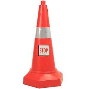Ladwa 770mm Plastic Red 5kg Heavy Base Road Traffic Safety Cone with Stop Sign