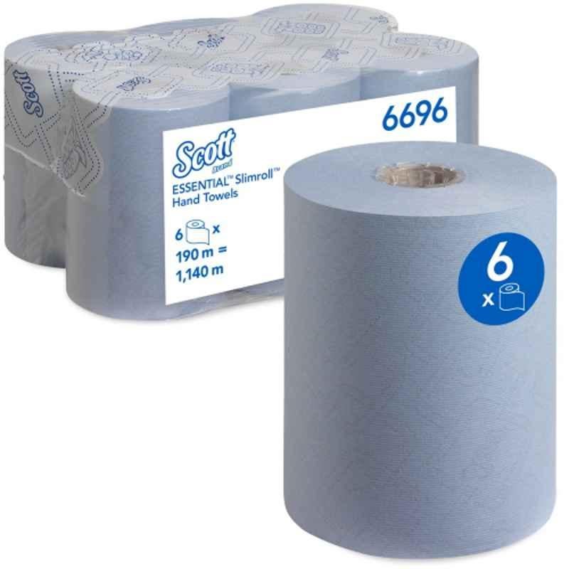 Kimberly Clark 6 Pcs Scott Essential 190m Blue Slim Hand Paper Towels Rolls, 6696