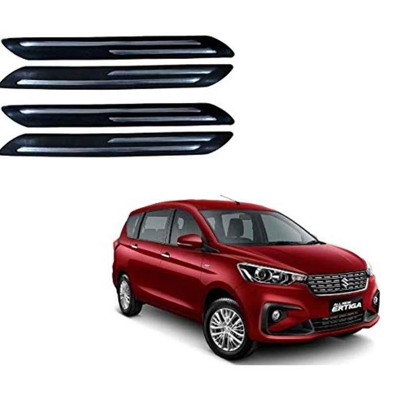 Kozdiko 4 Pcs PVC Black Double Chrome Finish Car Bumper Protector Set for Maruti Suzuki Ertiga 2019