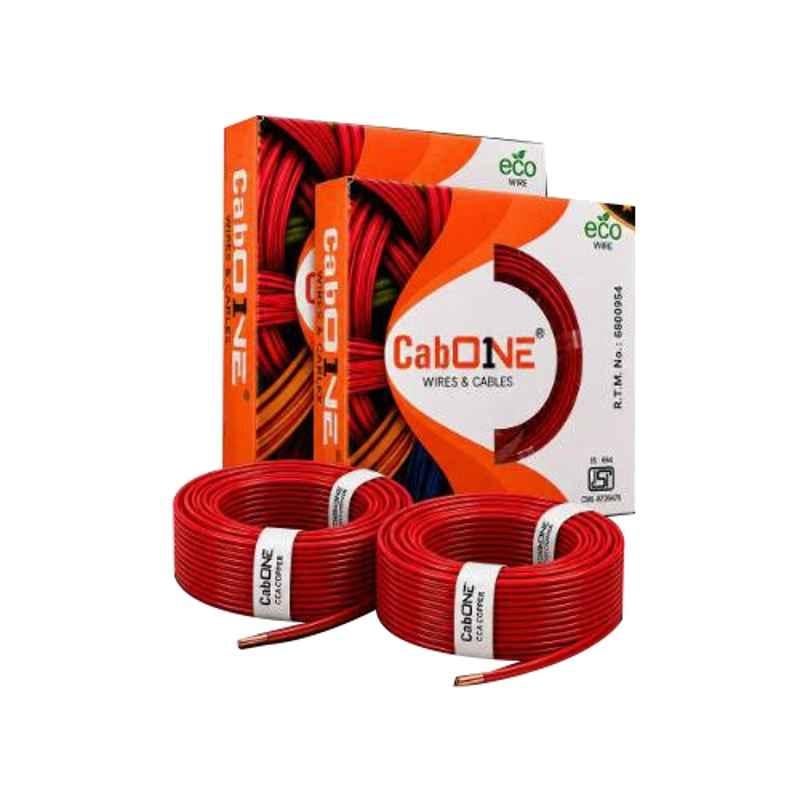 CabONE 1.5 Sqmm Red FR PVC Insulated Multistrand Copper Cable, Length: 90 m (Pack of 2)