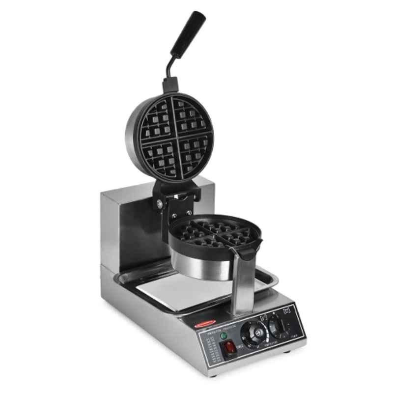 Khushi Udyog 1300W Stainless Steel Black Rotary Single Belgian Waffle Maker