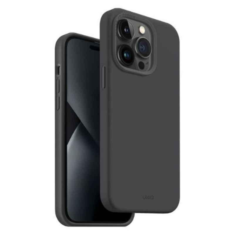 Uniq Hybrid Lino Hue Silicone Charcoal Grey MagClick Charging Case for iPhone 14 Pro