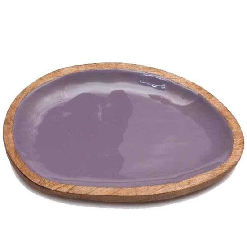 Casa Decor Plum Passion Enamel Wooden Decorative Serving Tray for Dinner Serving, CDWTRY0018