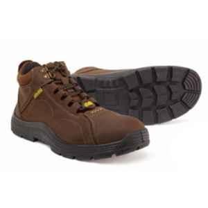 Jama Tyler Genuine Leather Single Density PU High Ankle Brown Safety Shoes, JB-046, Size: 8