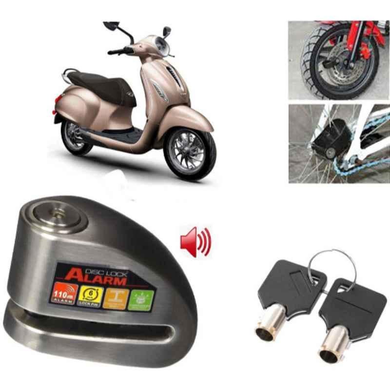 Auto Pearl Steel Black Anti-Theft Alarm Disc Brake Lock for New Chetak, Lock_049