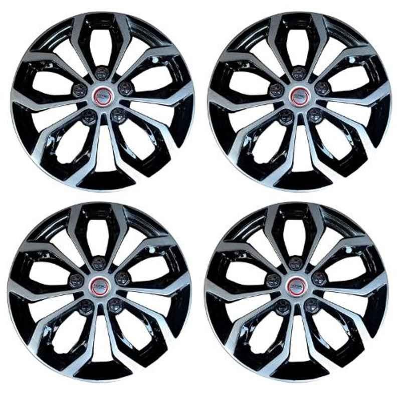 Hotwheelz 4 Pcs 13 inch Black & Silver Wheel Cover Set for All Cars, HWWC_PEARL_DC13