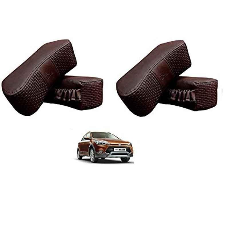 Kozdiko 4 Pcs CV Designer Cola Leatherite Neck Rest Car Cushion Pillow Set for Hyundai i20 Active