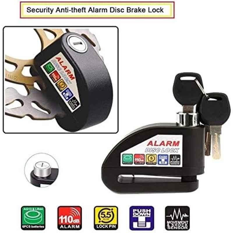 AOW Security Alarm Disk Lock Motorbike Bike Scooter Loud Disc Brake Lock  Security Anti-Theft Alarm for Pulsar 180 cc