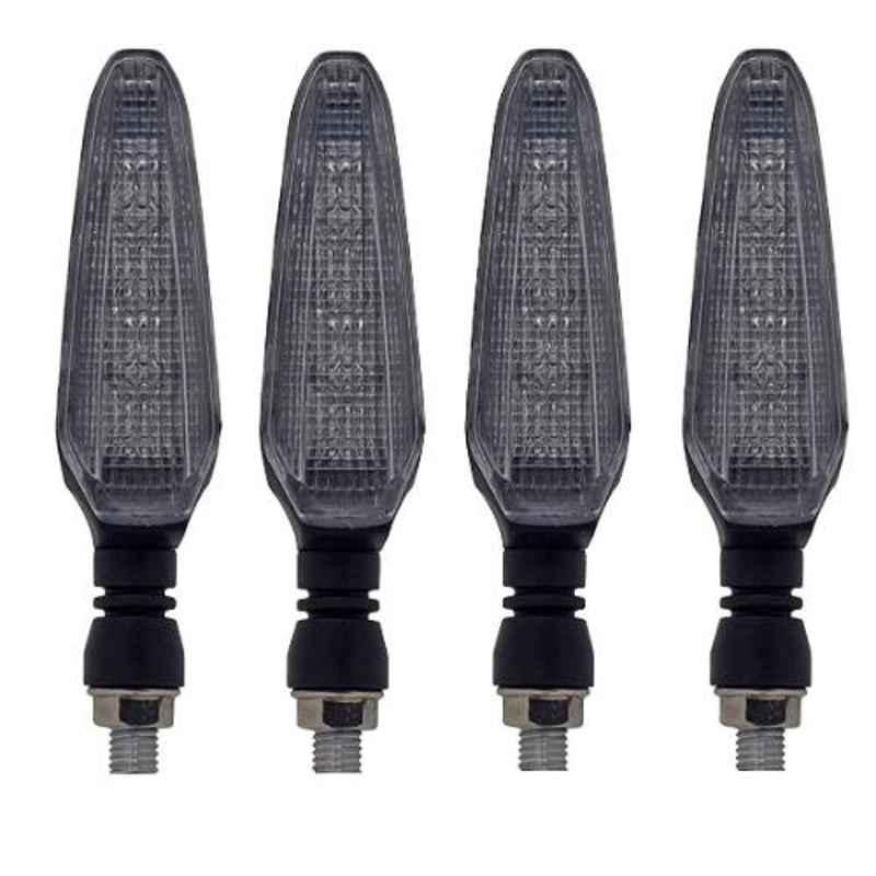 Ramanta 4 Pcs ABS Plastic White & Blue Front & Rear LED Indicators Light Set for Universal Bike