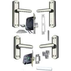 Ojass 4 Pcs Stainless Steel & Aluminium Double Turn Mortise Door Lock Set, A128 KY