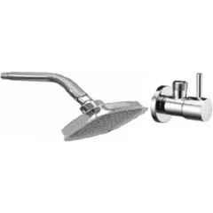 Senkiddpro Turbo Stainless Steel Chrome Finish Wall Mounted Angle Cock & 4x4 inch Square Overhead Shower Combo