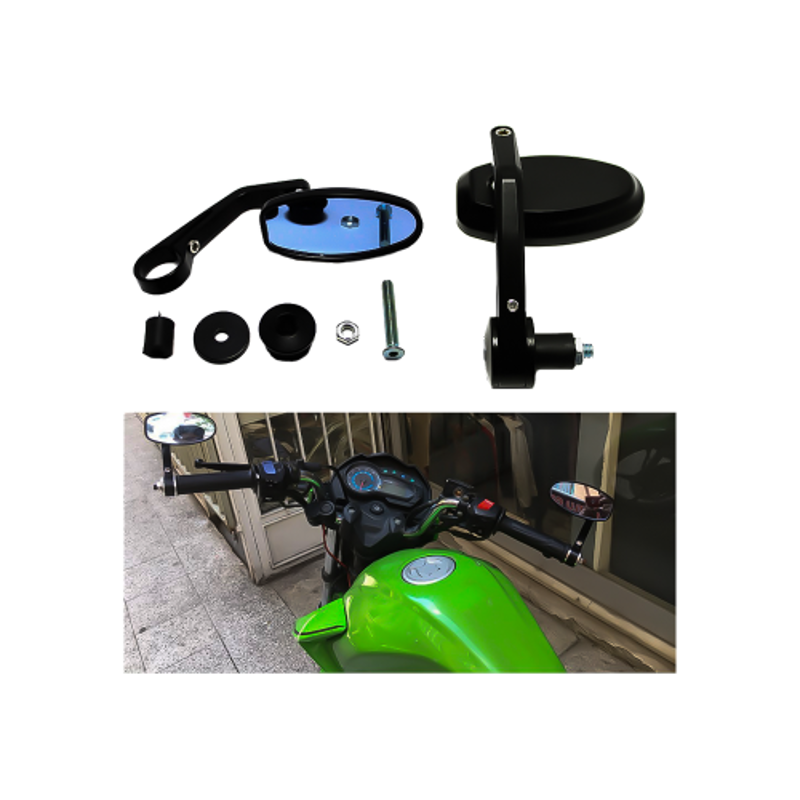 Buy AOW Handle Bar End Side Mirror Rear View Ovel Mirror for Bajaj