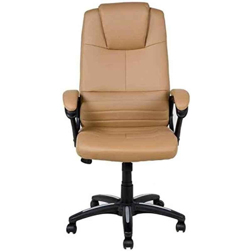 KDF Mart Upholstery Fabric Cream Medium Back Adjustable Executive Swivel Chair with Back Support, MIS104