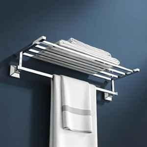 Plantex 304 Grade Stainless Steel Towel Rack for Bathroom/Towel Stand/Hanger/Bathroom Accessories, Squaro (24 inch-Chrome)
