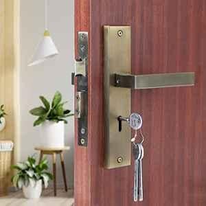 Saze 8 inch Stainless Steel Antique Matt Finish Silver Key Plate Mortise Door Lock Pull Handle Set, LB-301