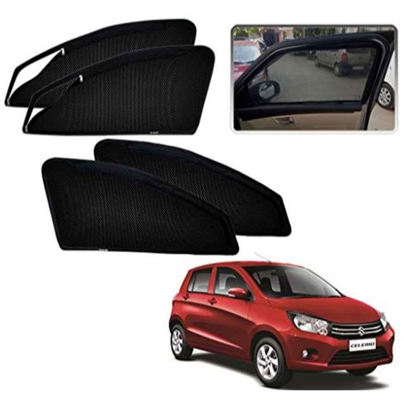 Kozdiko 4 Pcs Polyester Black Car Sun Shades for Maruti Suzuki Celerio 2005-2020