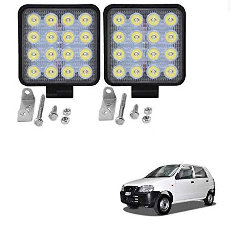 Kozdiko 2 Pcs 48W 16 LED White Bright Beam Square Fog Light Set for Maruti Suzuki Alto, koz_92704