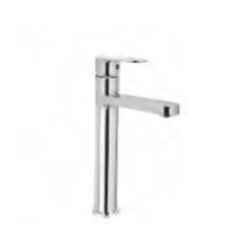 Somany Thistle Brass Chrome Finish Single Lever High Basin Mixer with Braided Hose Set, 272111140021