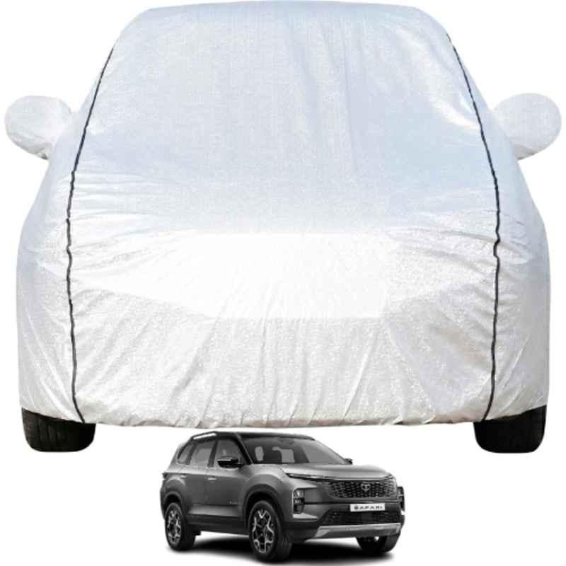 Allextreme Polyester Silver Car Cover with Mirror Pocket for Tata Safari New 2025 & 2026 Models, PV-TT017