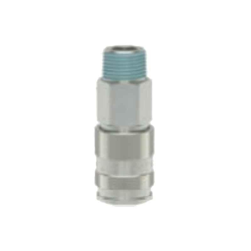 Ludecke ESAI38A R3/8 Single Shut Off Industrial Quick Tapered Male Thread Connect Coupling