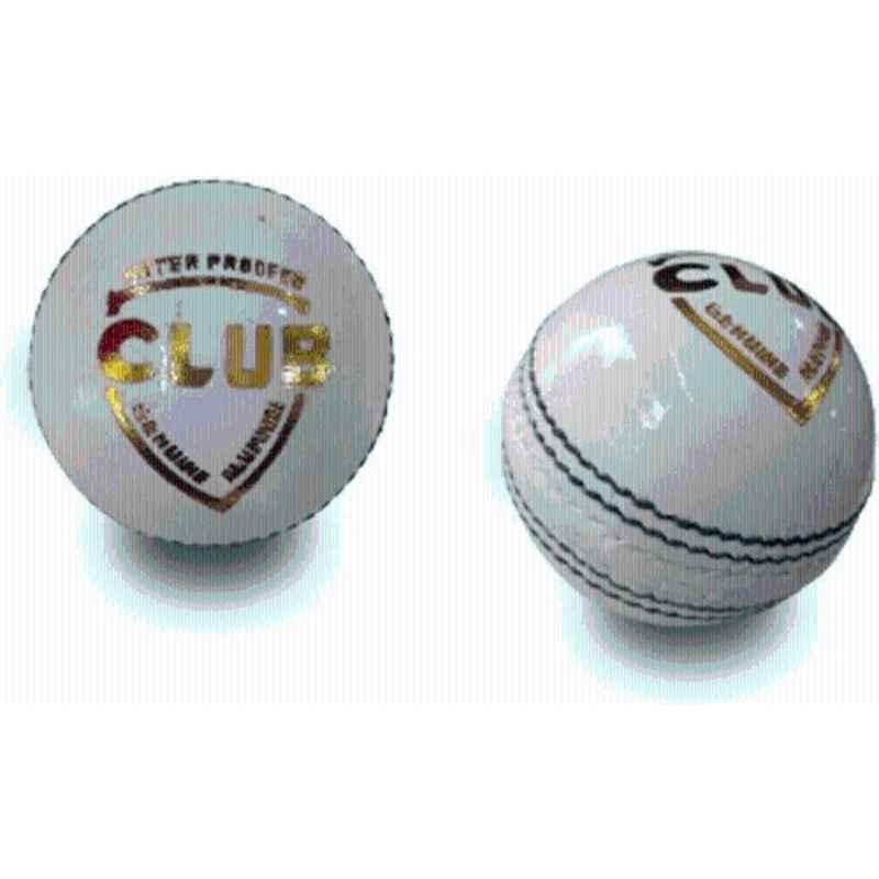SJ Club White Hand Stitched Cricket Leather Ball (Pack of 2)