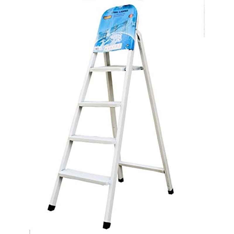 4 Steps Steel Ladder-White