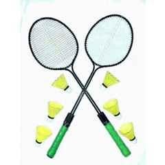 STYRKR Multicolour Light Weight Badminton Set of 2 Pcs Racket with 6 Nylon Shuttle Badminton Kit