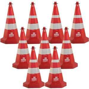 Nilkamal 750mm Red Road Traffic Safety Cone with 9m Chain & Hook (Pack of 9)