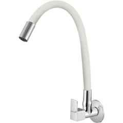 Prestige Orion Brass Chrome Finish White Flexible Sink Cock with Wall Flange