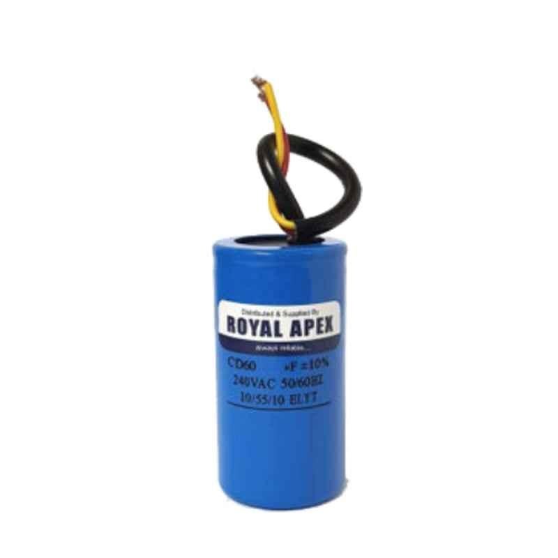 Royal Apex 200 µF PVC Blue Round Motor Start Capacitor